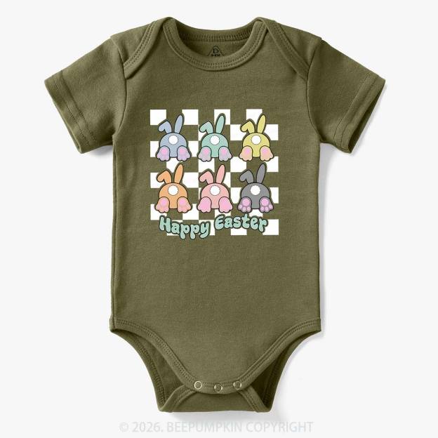 Happy Easter Bunnies Checkered Bodysuit