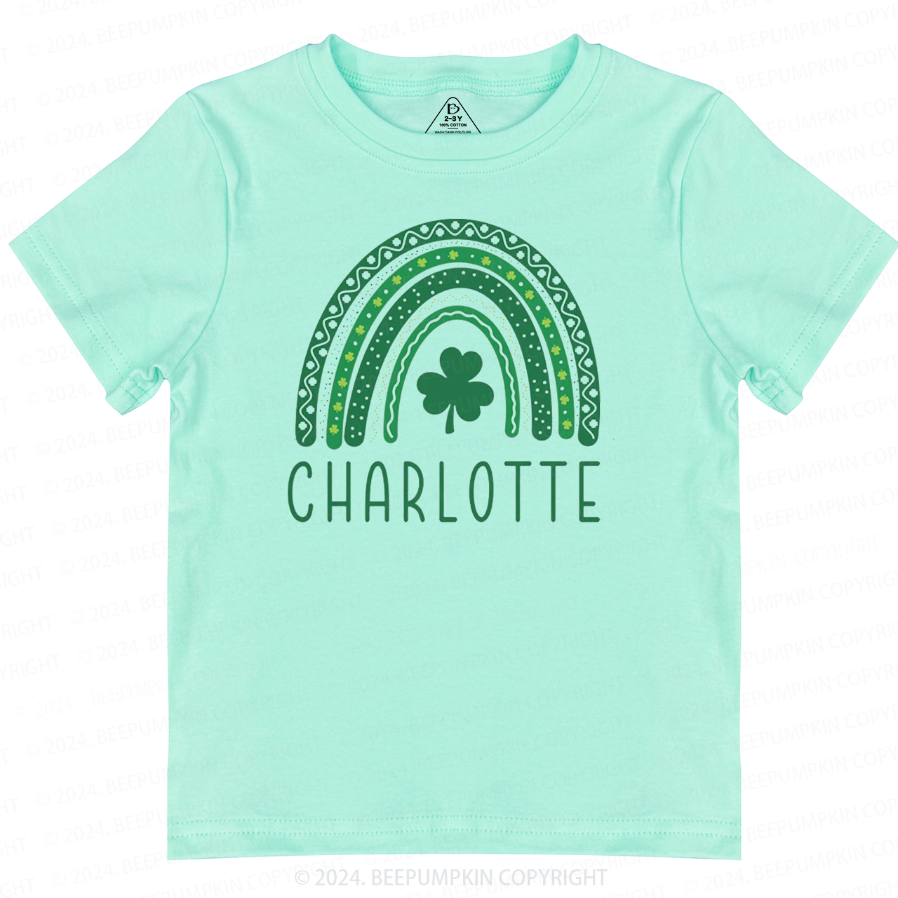 Personalized Name Rainbow Shamrock Toddler Tees