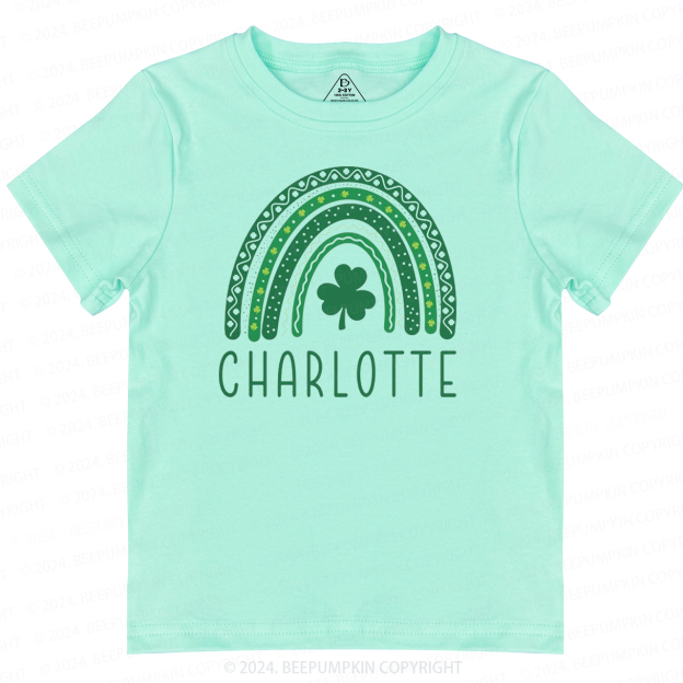 Personalized Name Rainbow Shamrock Toddler Tees