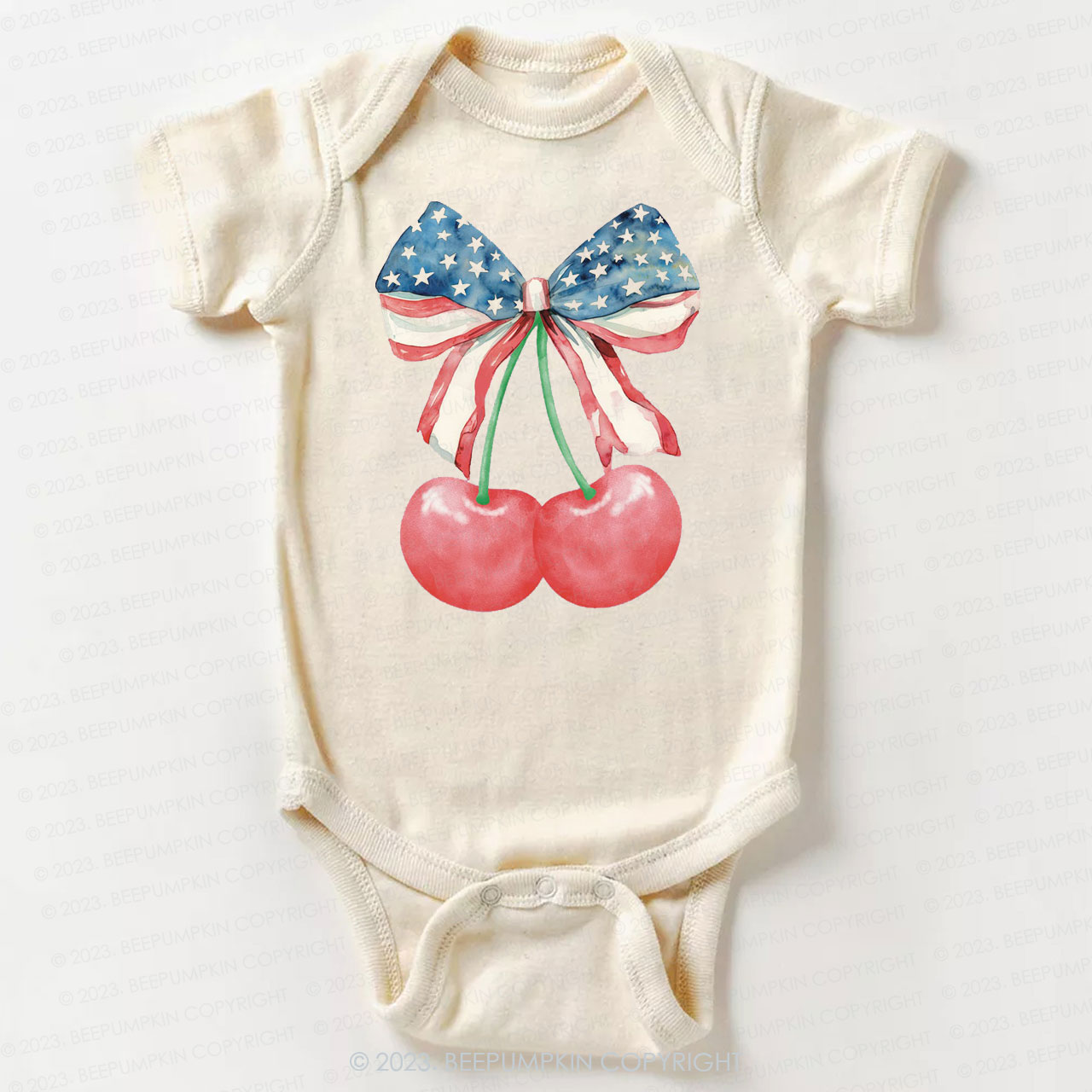 Cherries With American Bow Bodysuit For Baby 