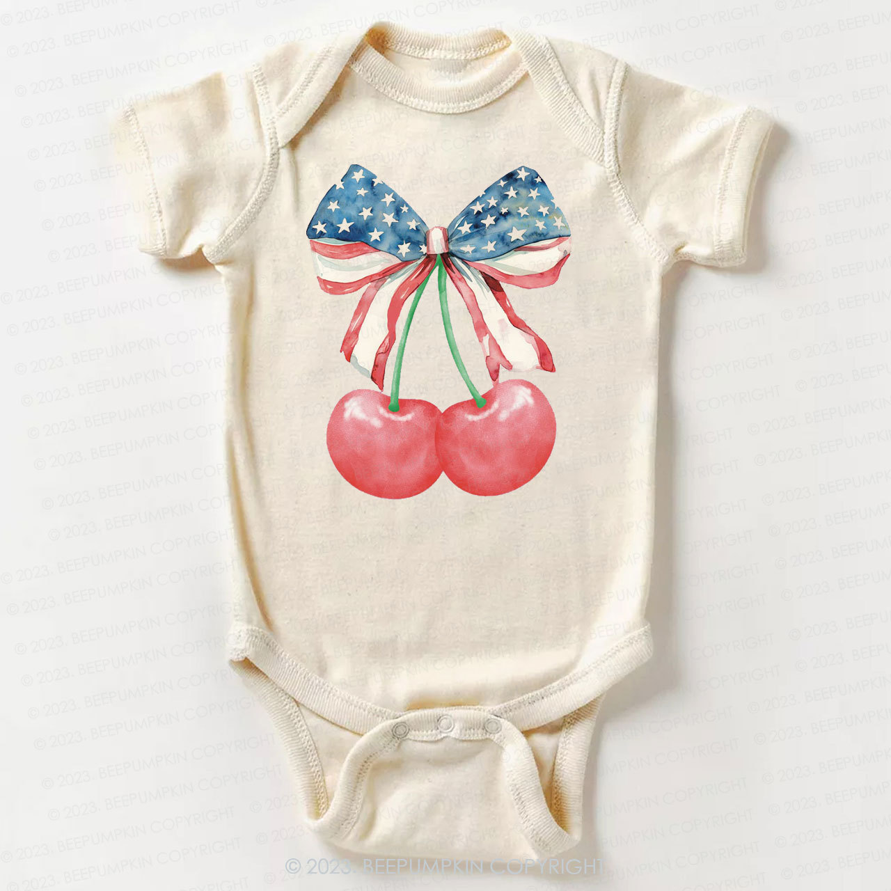 Cherries With American Bow Bodysuit For Baby 