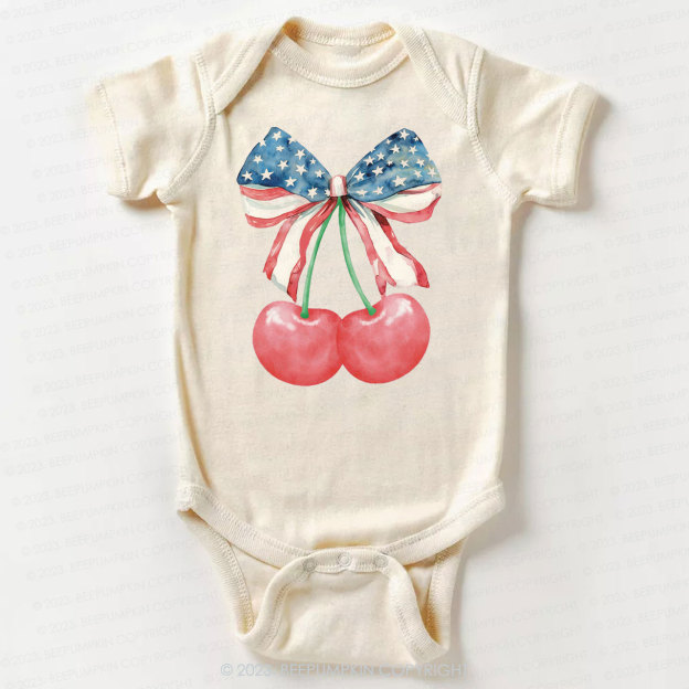 Cherries With American Bow Bodysuit For Baby 