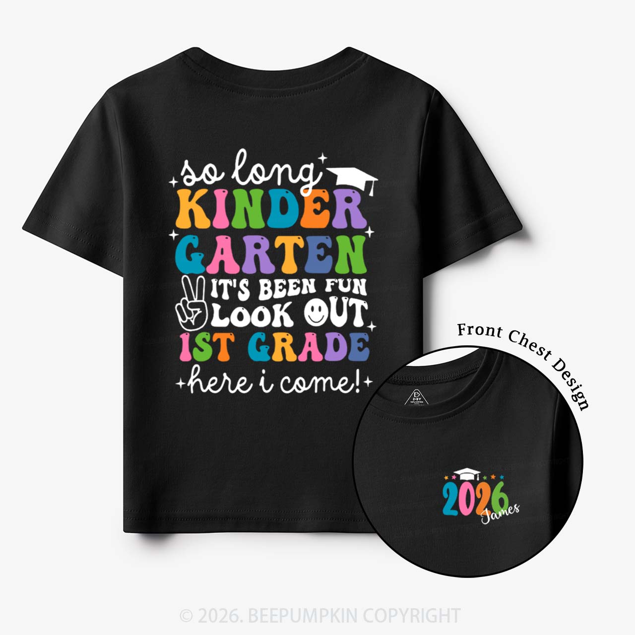 Personalized Name So Long Kindergarten Hello 1st Grade Toddler&Kid's Tees