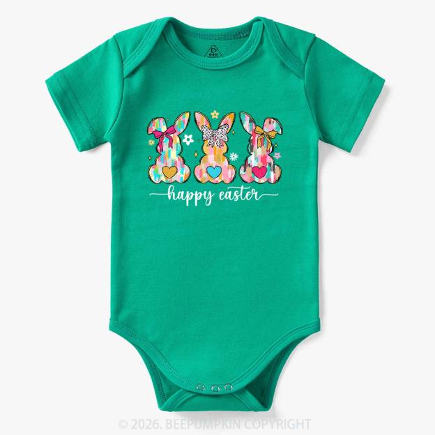 Pastel Brush Happy Easter Bunnies Baby Bodysuit