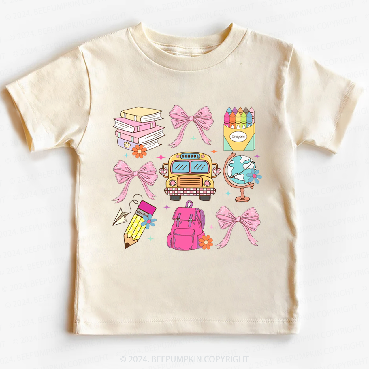 Bow Stationery Back To School Toddler&Kids Tees 