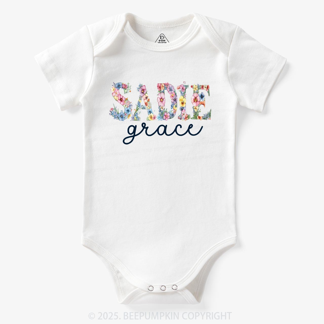 Personalized Floral Name Bodysuit Beepumpkin
