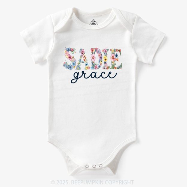 Personalized Floral Name Bodysuit Beepumpkin
