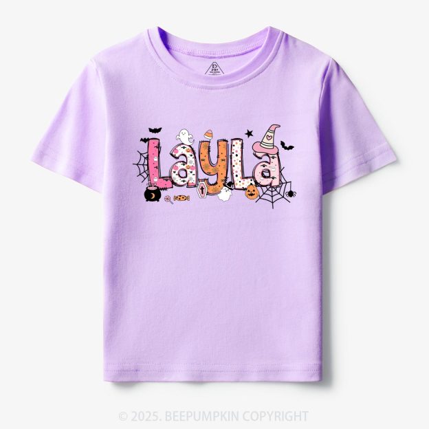 Personalized Name Halloween Girls Tees | Toddler & Kid's Tees Beepumpkin