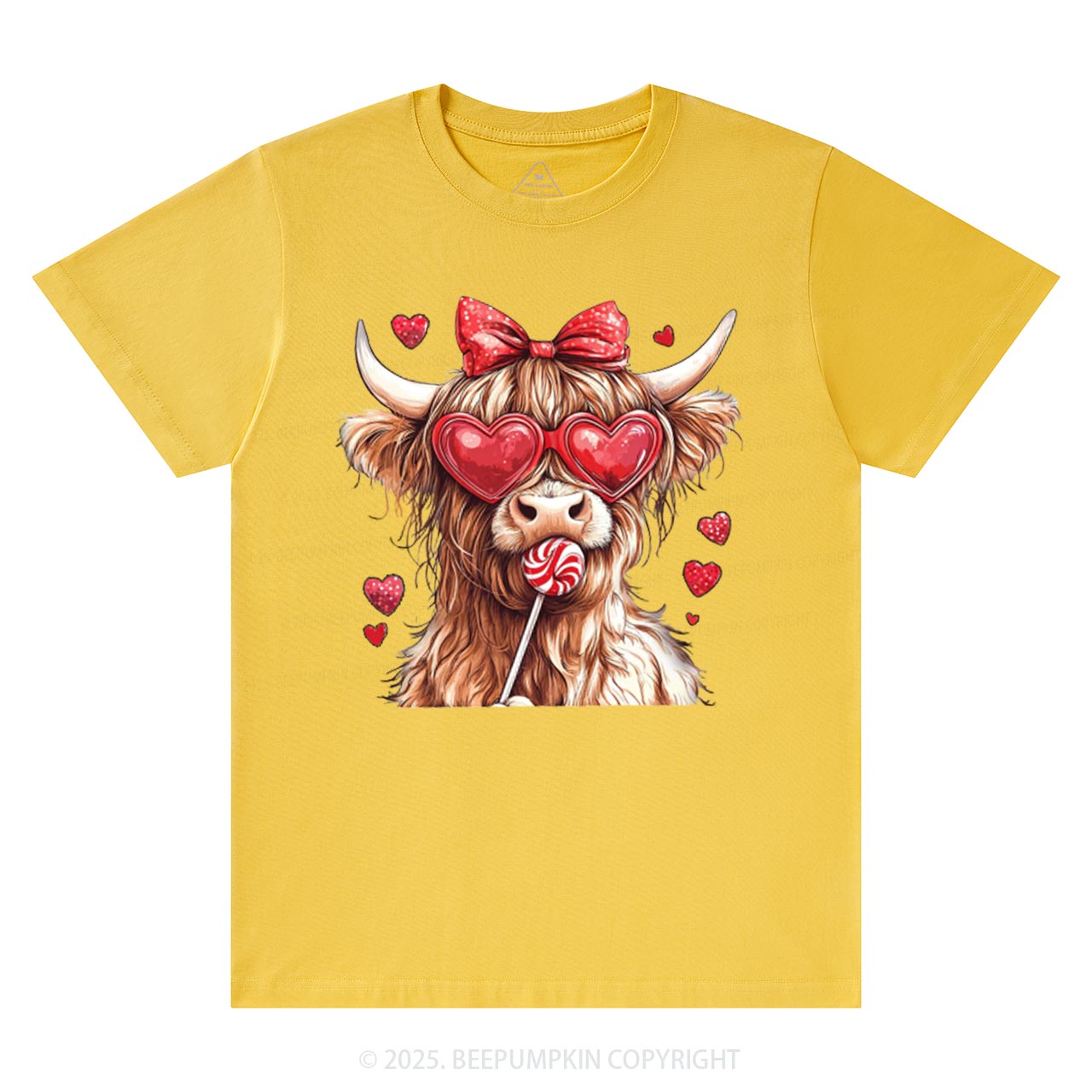 Highland Cow Valentine's Day T-Shirts Beepumpkin