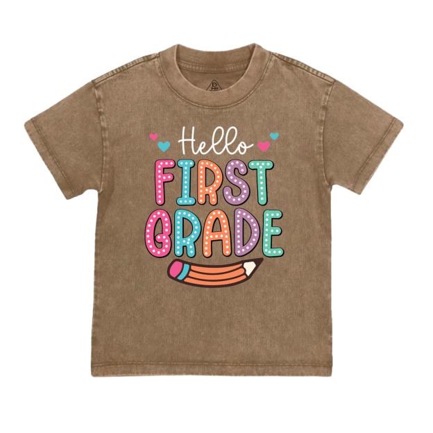 Hello Grade Back To School Toddler&Kids Washed Tees