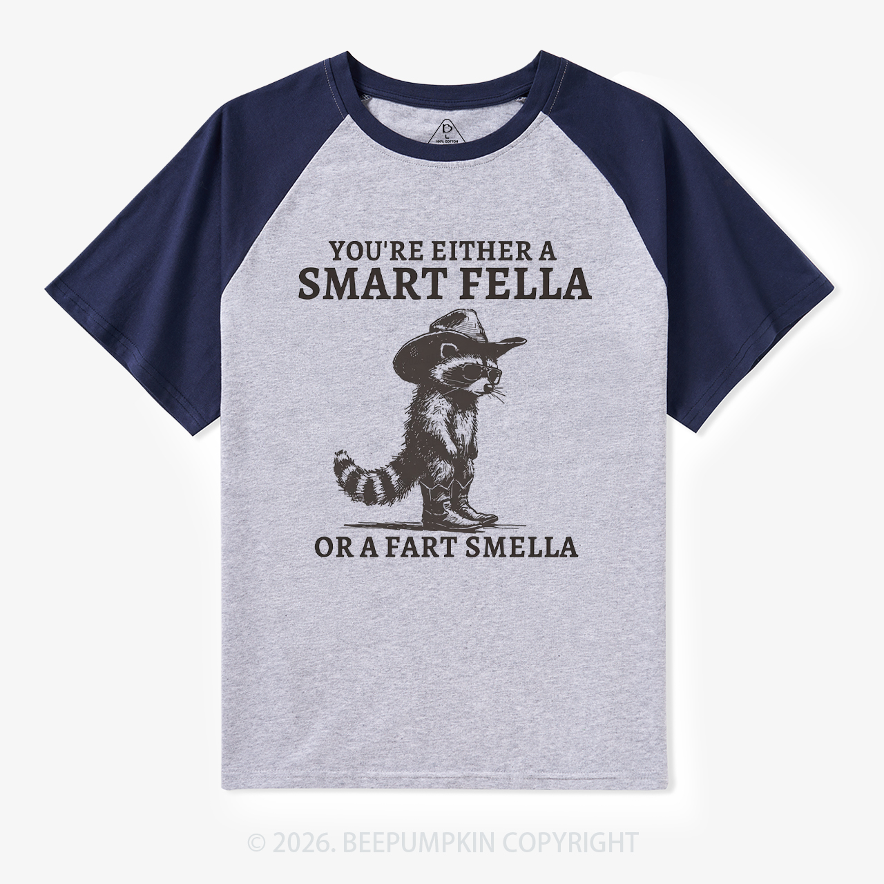Retro Smart Fella Raccoon 90s Raglan T-Shirt