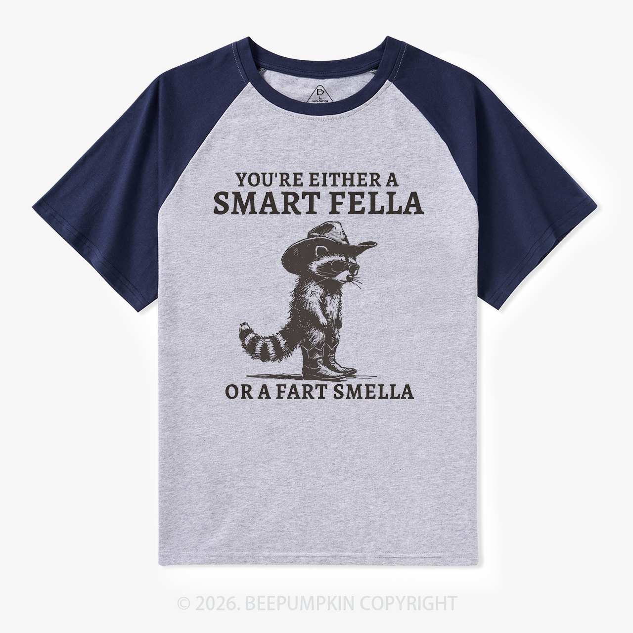 Retro Smart Fella Raccoon 90s Raglan T-Shirt