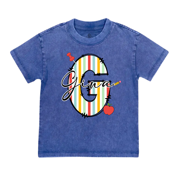 Personalized Alphabet Toddler&Kids Washed Tees