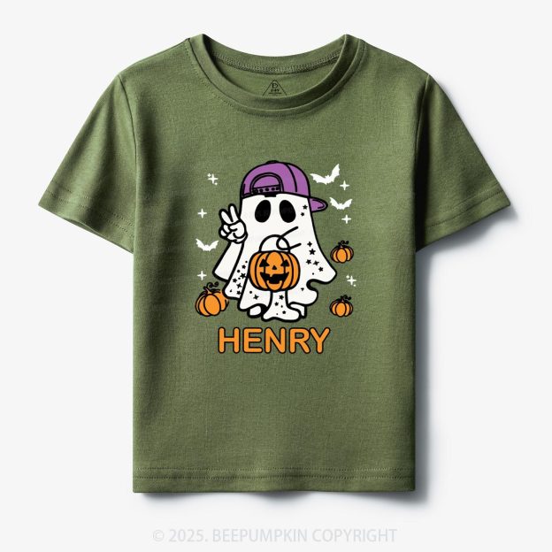 Personalized Halloween Boy Ghost Toddler&Kid's Tees Beepumpkin