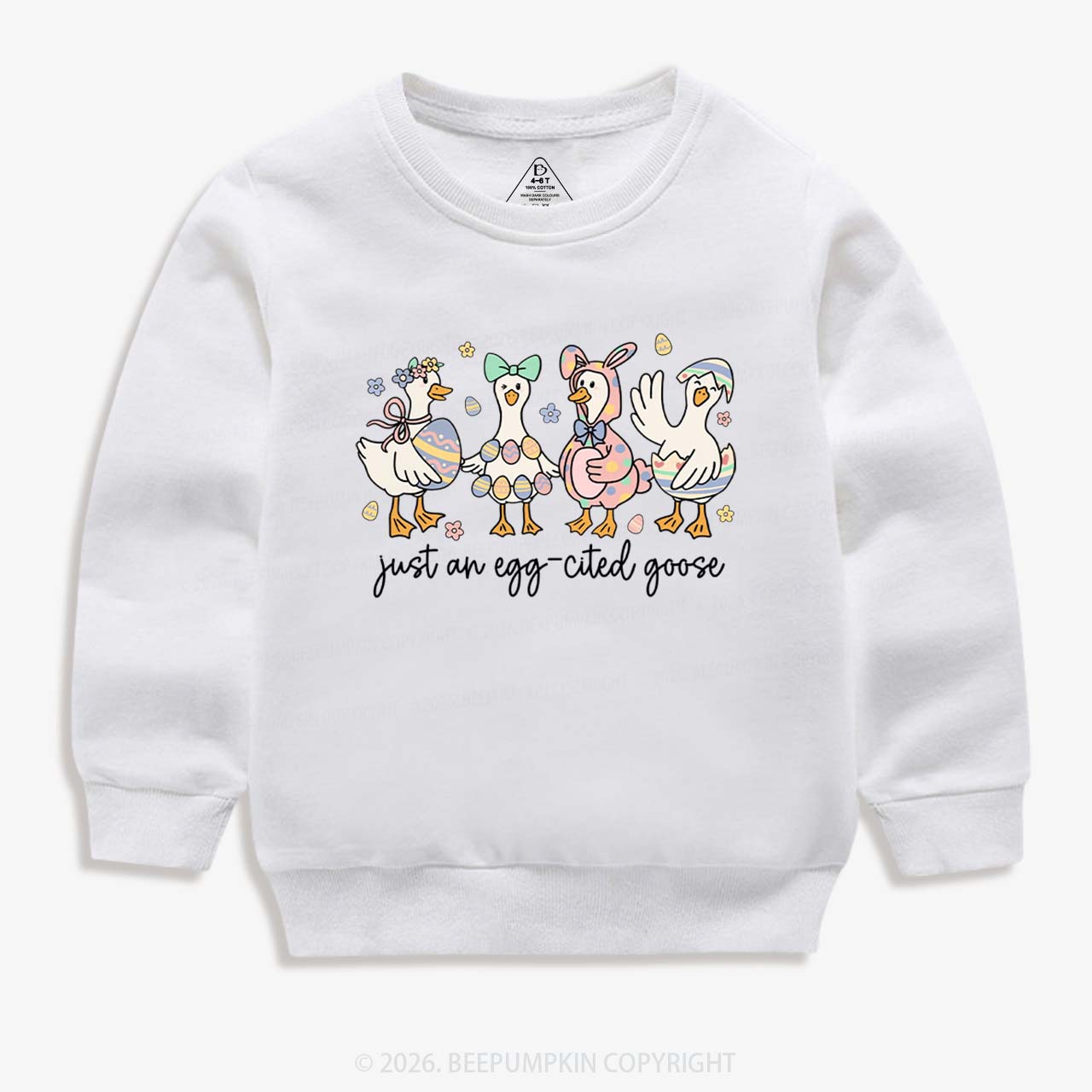 Just an Egg-cited Goose Happy Easter Kid's Sweatshirt