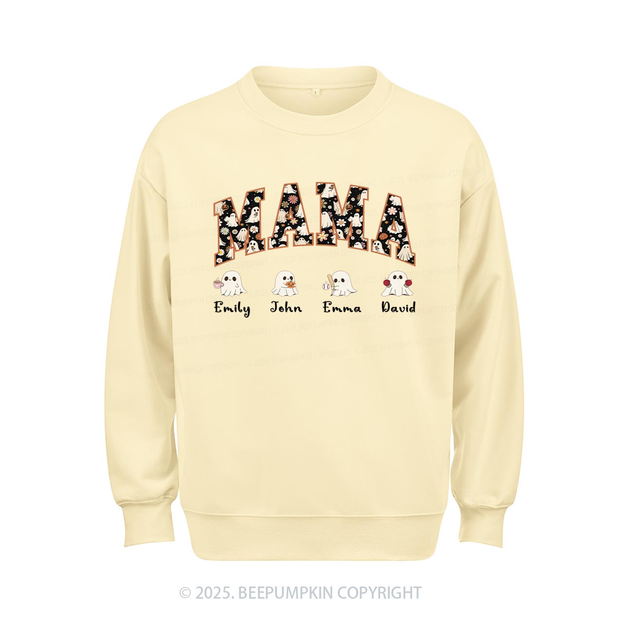 Personalized Ghost Mom Halloween Sweatshirt Beepumpkin