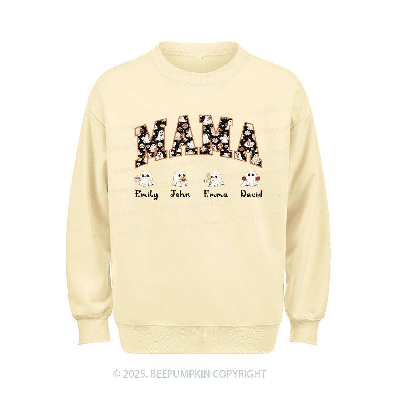 Personalized Ghost Mom Halloween Sweatshirt Beepumpkin