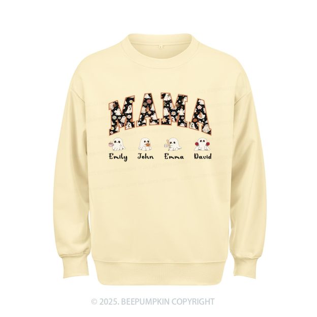 Personalized Ghost Mom Halloween Sweatshirt Beepumpkin