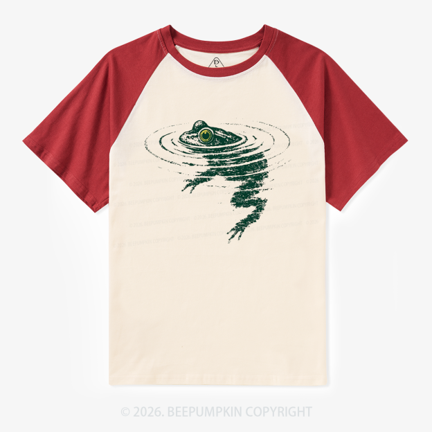 Frog Swimming Vintage Raglan T-Shirt