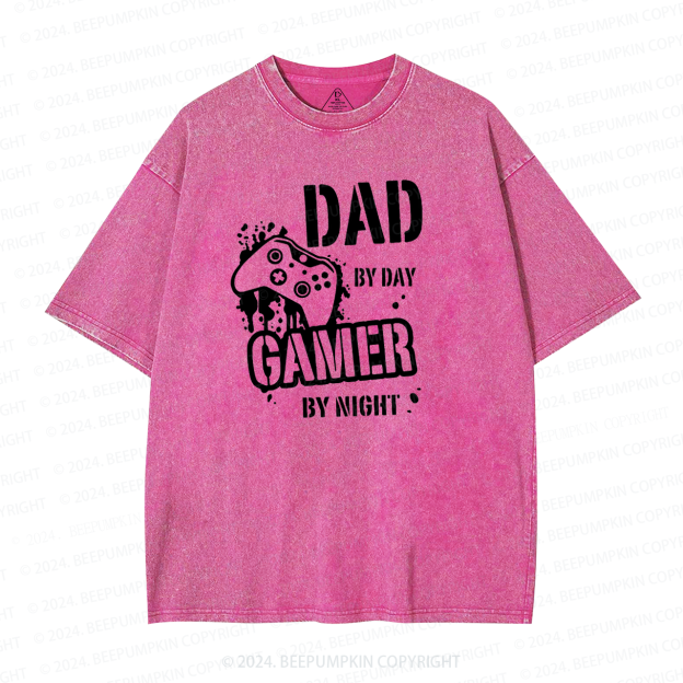 Dad By Day Gamer By Night Washed T-Shirts 