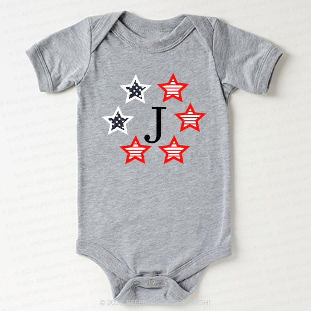 Monogrammed Embroidered Stars Bodysuit For Baby 