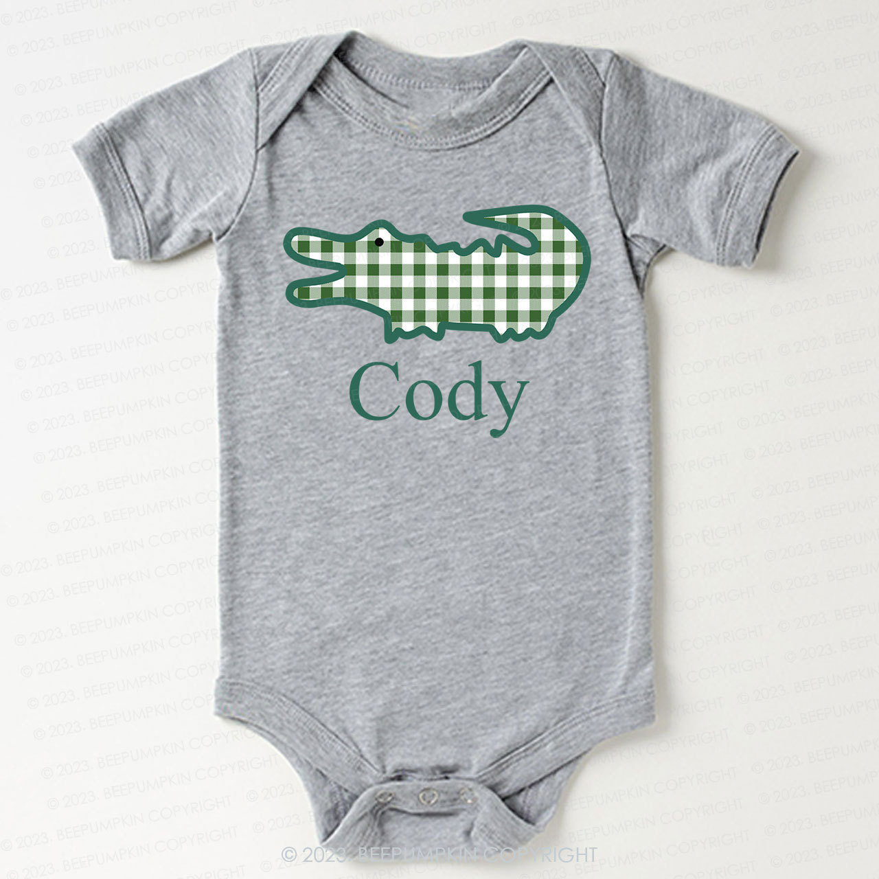 Alligator Gingham Bodysuit For Baby 