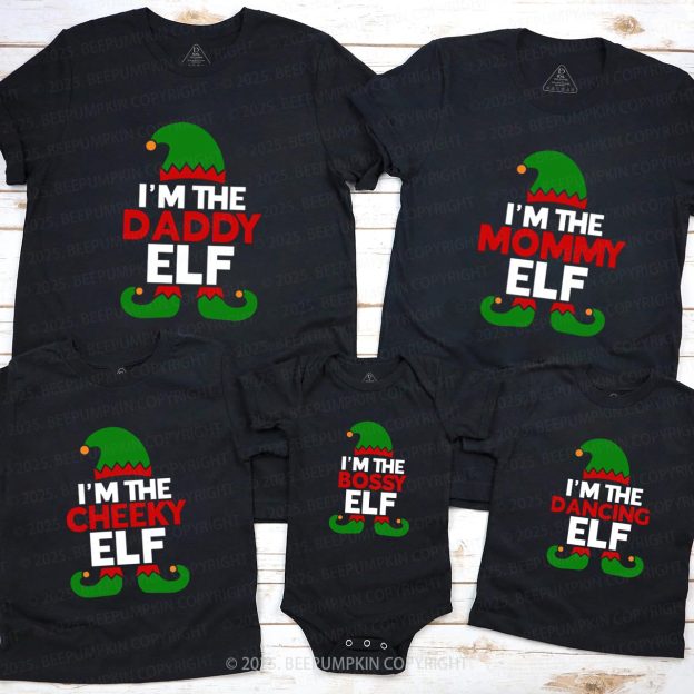 Personalized Funny Elf Christmas Family Matching T-Shirts Beepumpkin