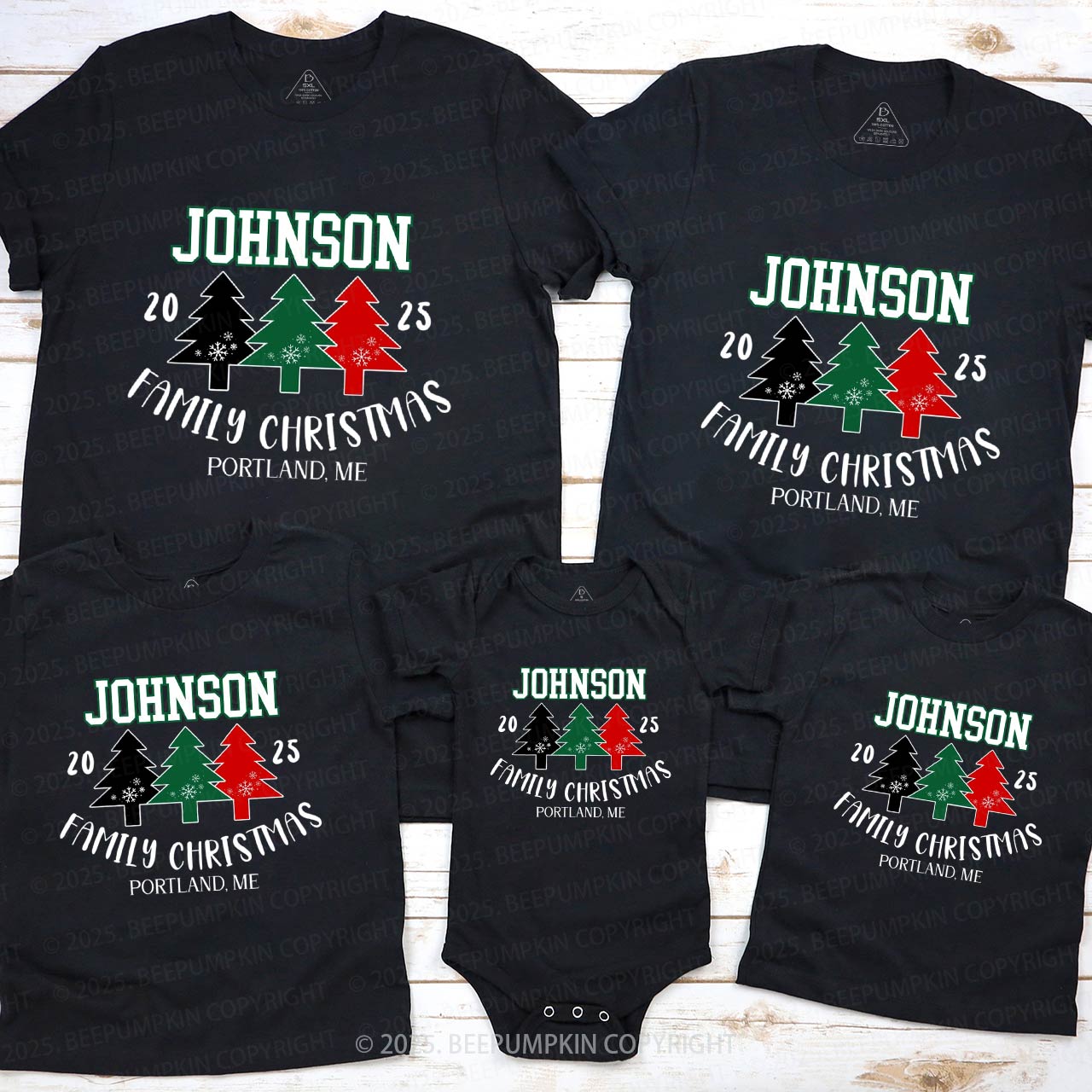 Personalized Christmas Tree Family Matching T-Shirts Beepumpkin
