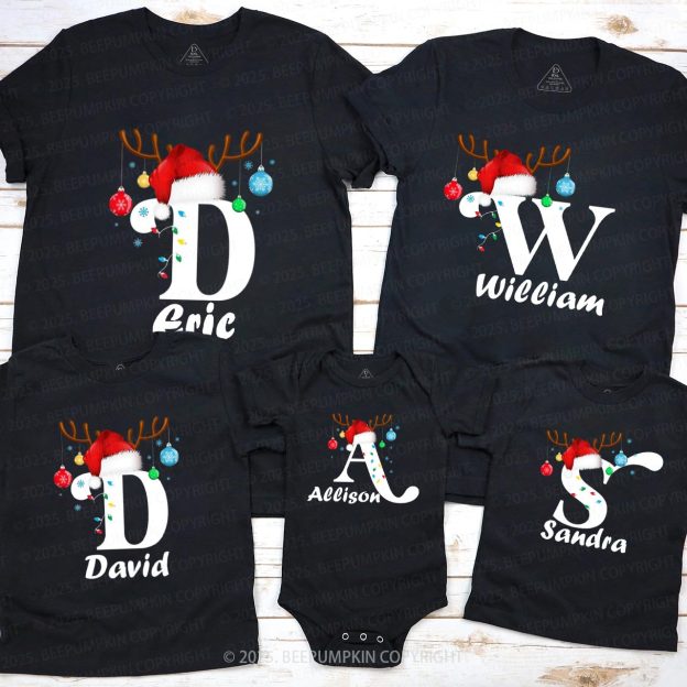 Personalized Merry Christmas Bells Name Family Matching T-Shirts Beepumpkin