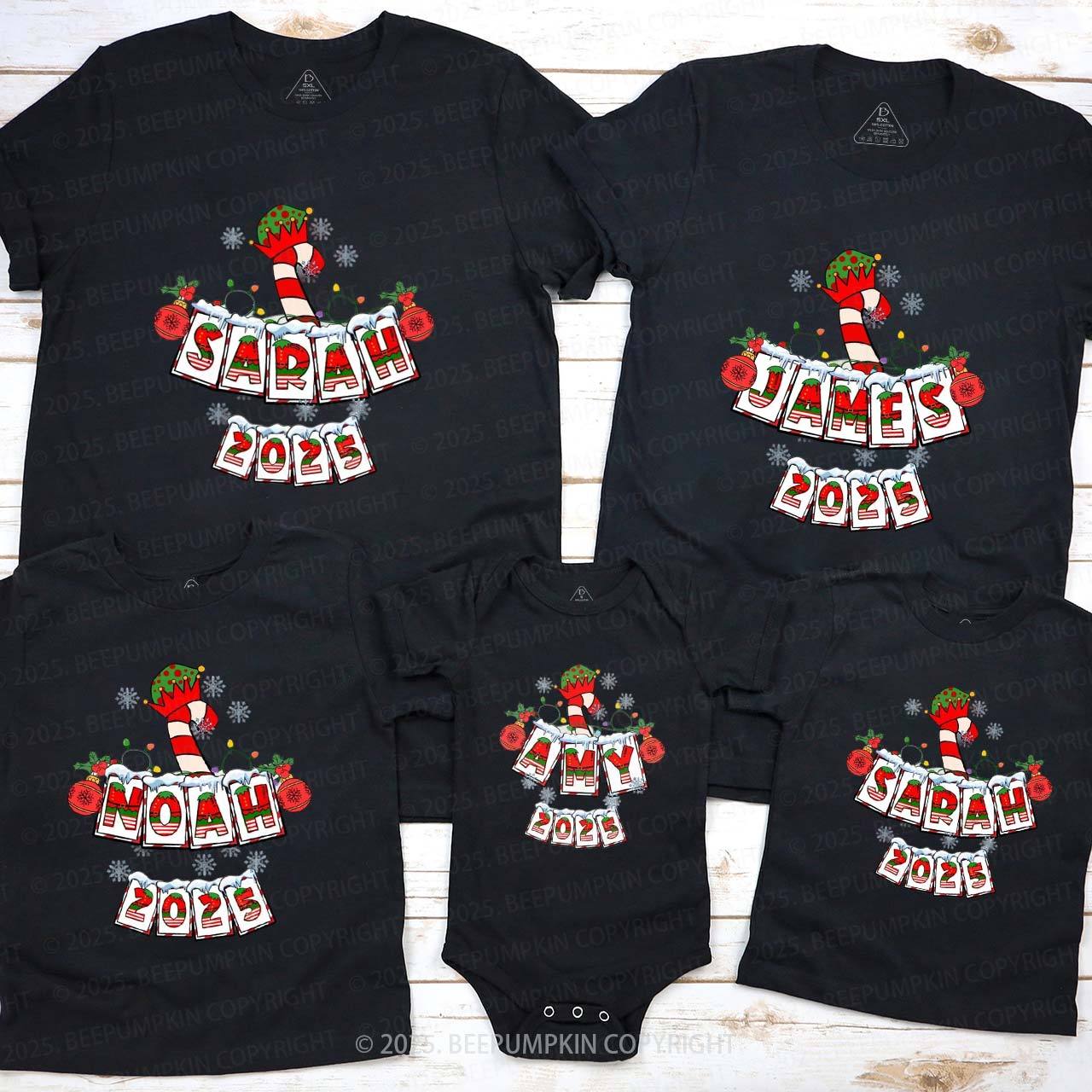 Personalized Christmas Candy Cane Family Matching T-Shirts Beepumpkin