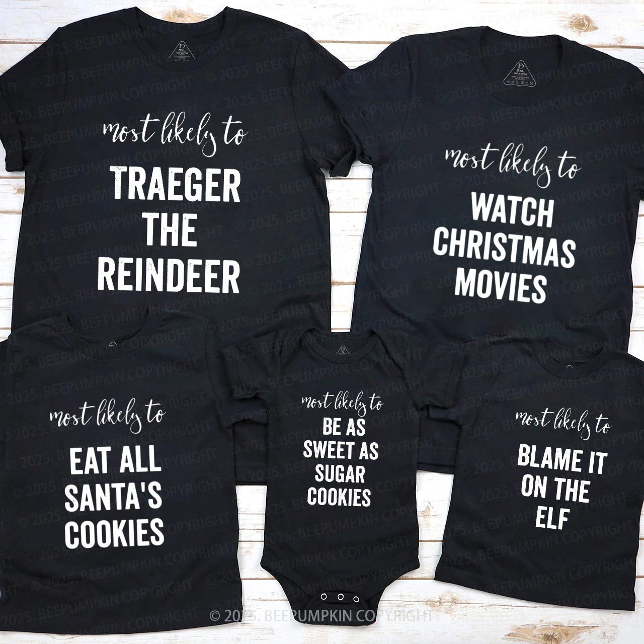 Personalized Most Likely To Funny Christmas Family Matching T-Shirts Beepumpkin