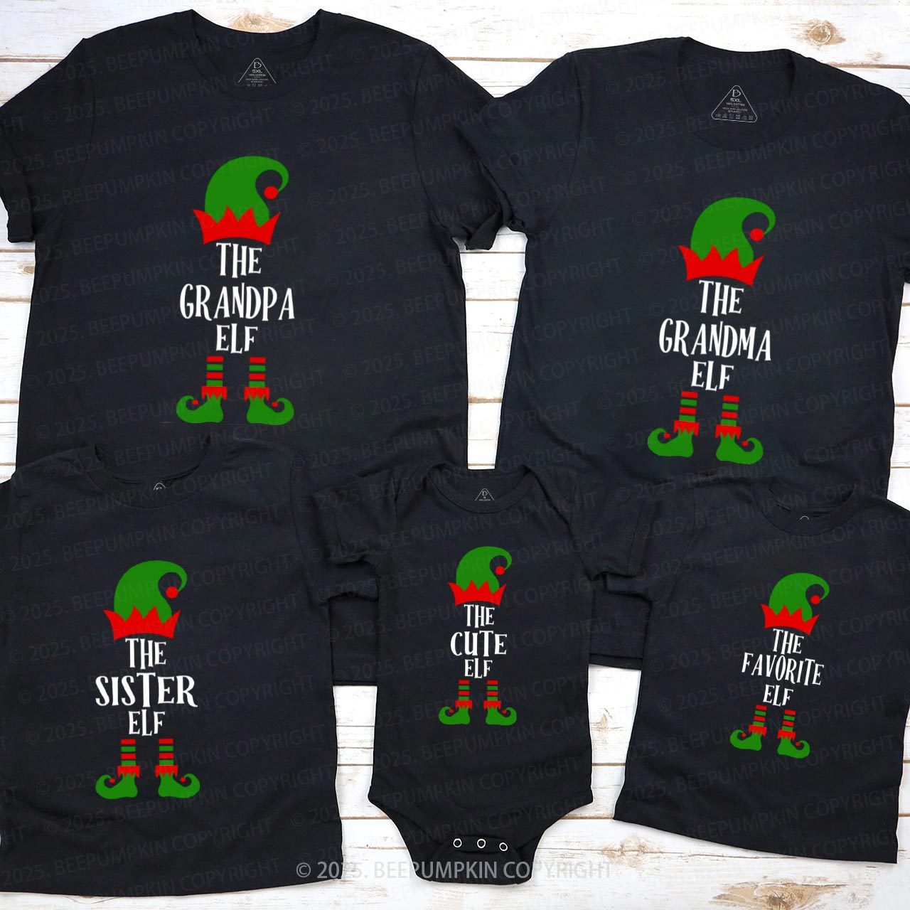 Personalized Christmas The Elf Family Matching T-Shirts Beepumpkin