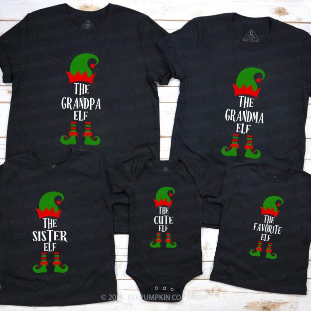 Personalized Christmas The Elf Family Matching T-Shirts Beepumpkin