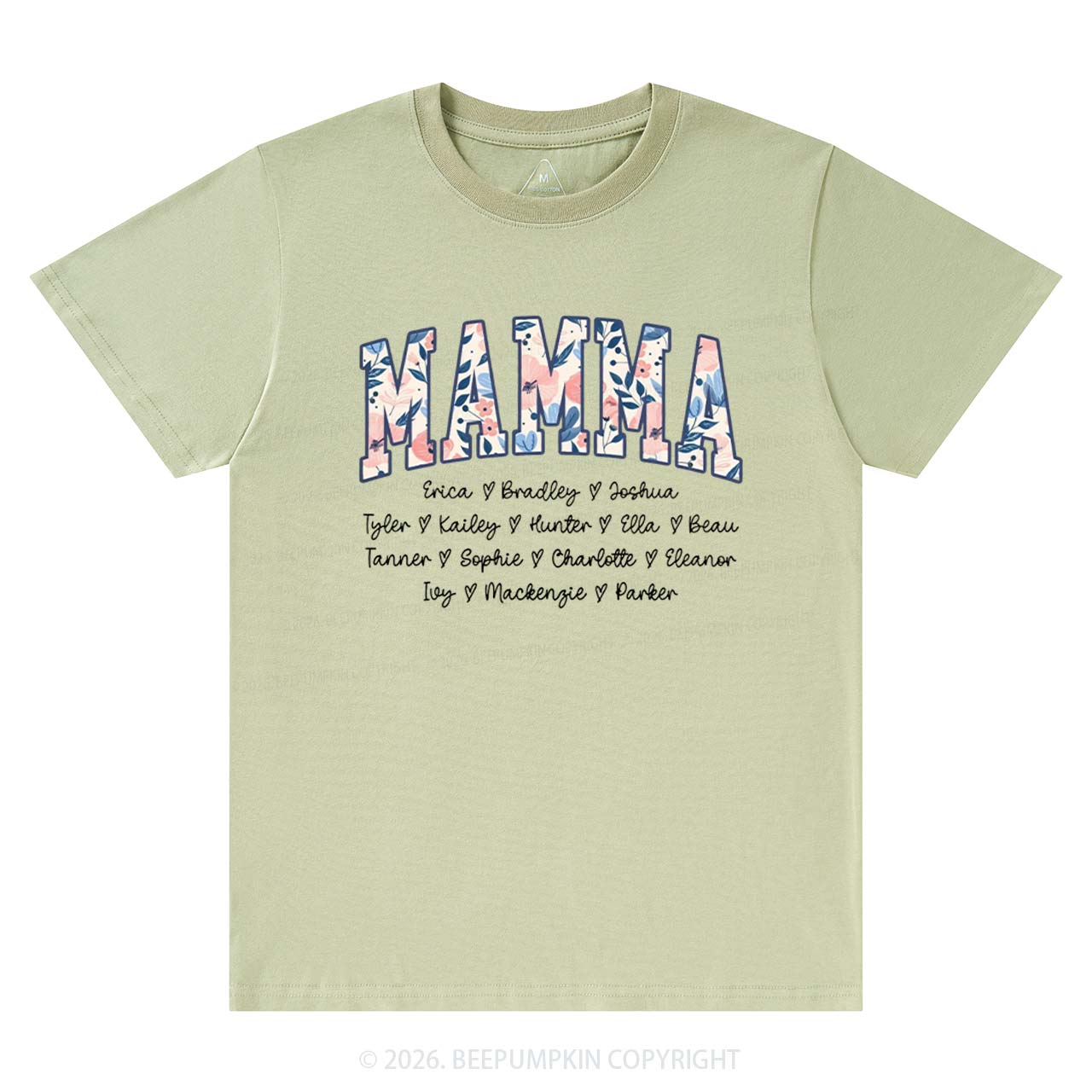 Personalized Floral with Names Mother's Day T-Shirts