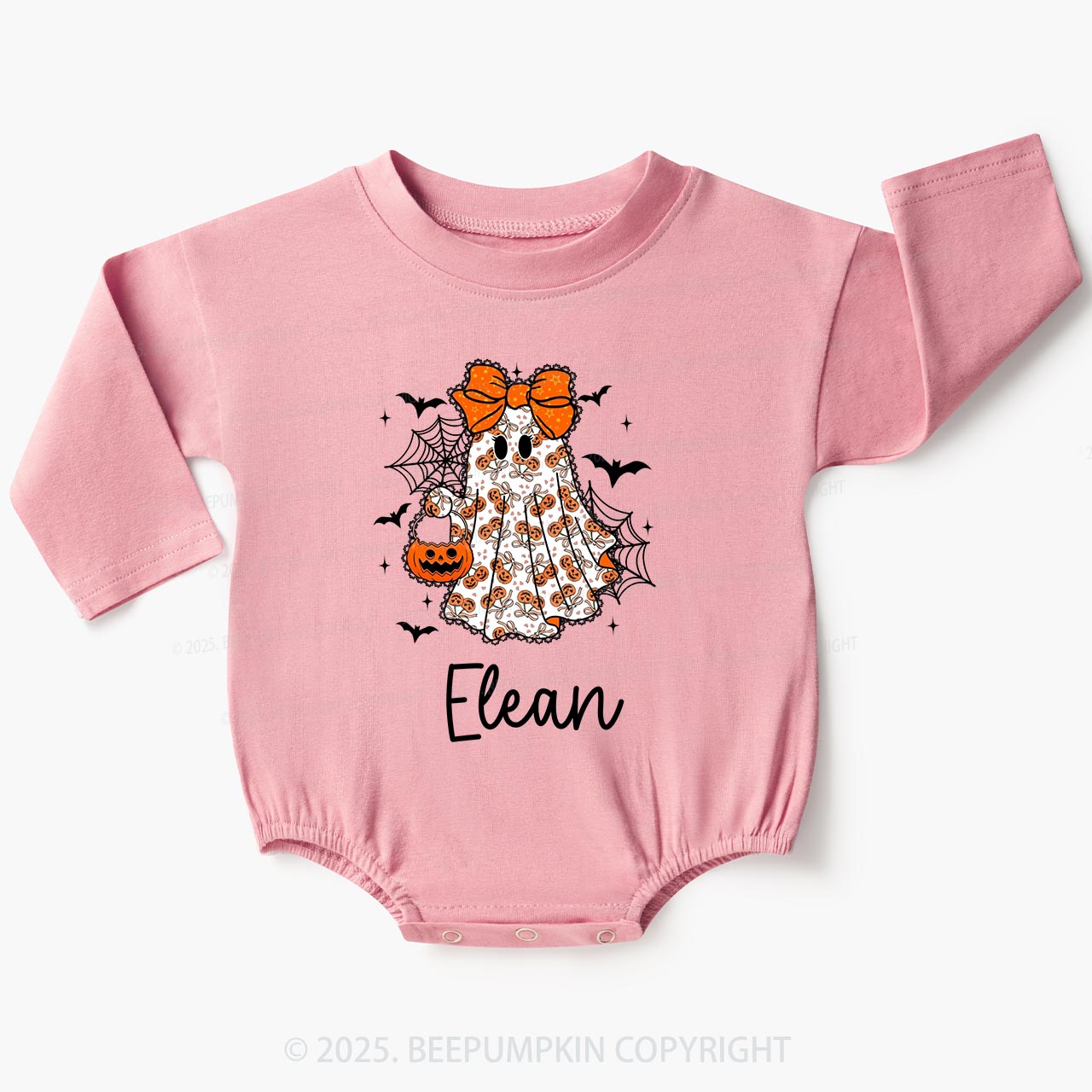 Personalized Girl Halloween Ghost Baby Bubble Romper Beepumpkin