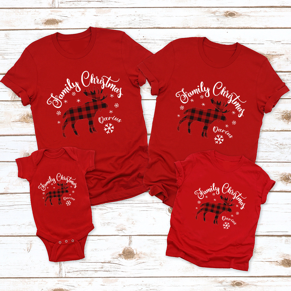 Family Christmas Moose Matching Pajamas For Family