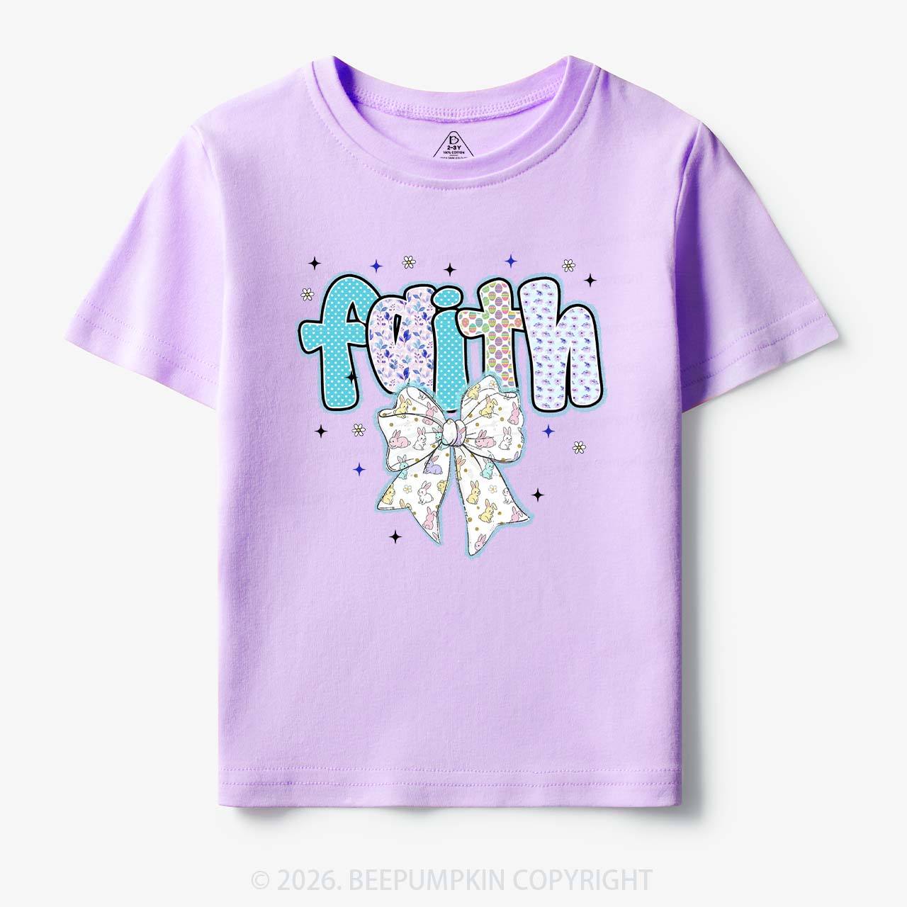 Blooming Faith Bunny Bow Toddler&Kid's Tees