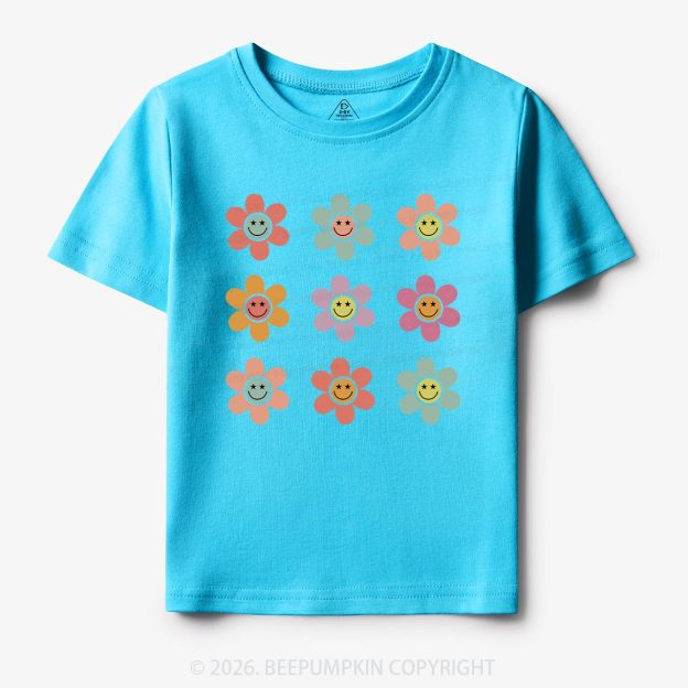 Happy Face Flowers Summer Kids T-Shirts