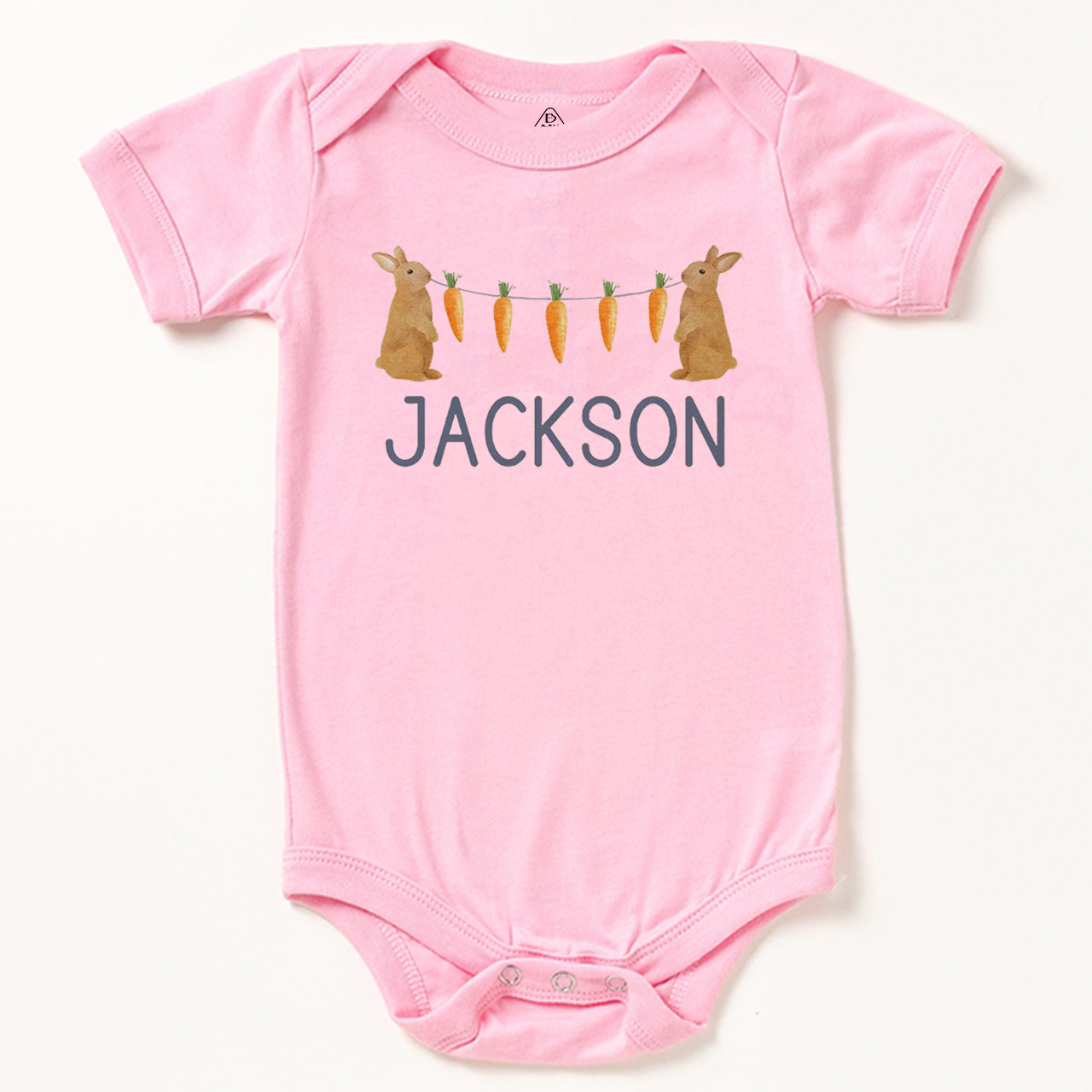 Personalized Name Bunny Carrot Easter Bodysuit Beepumpkin
