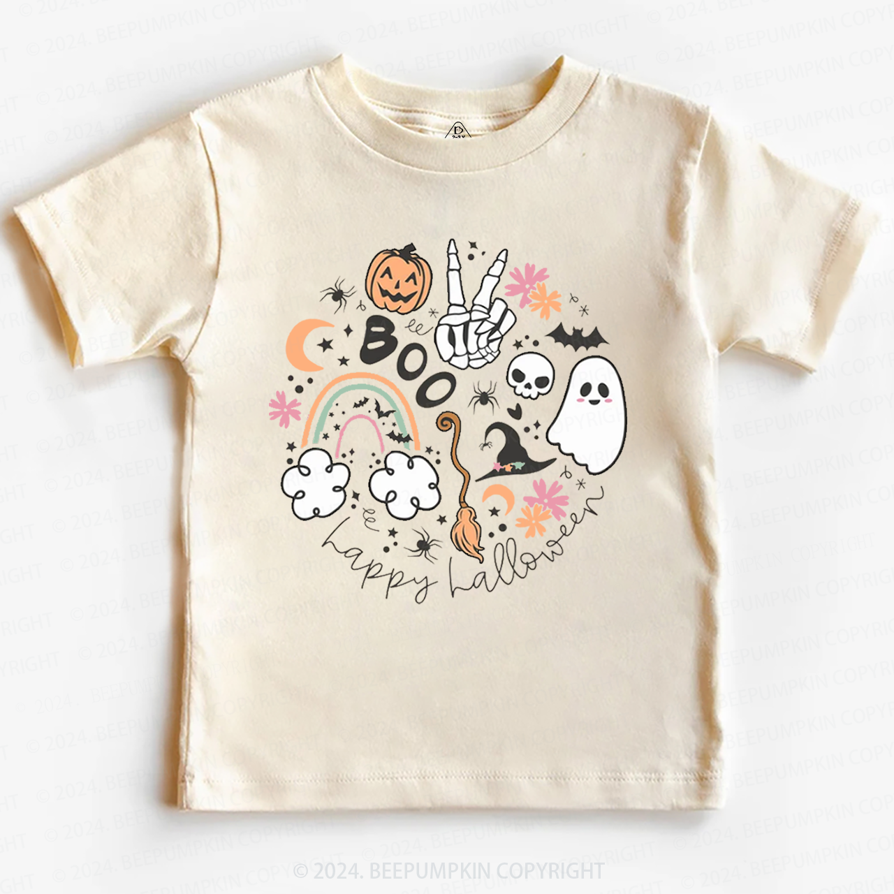 Happy Halloween Boo Groovy Skeleton Toddler&Kids Tees 