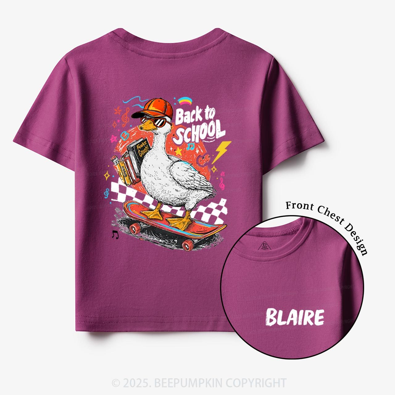 Personalized Funny Skateboard Goose Toddler&Kid's Tees Beepumpkin