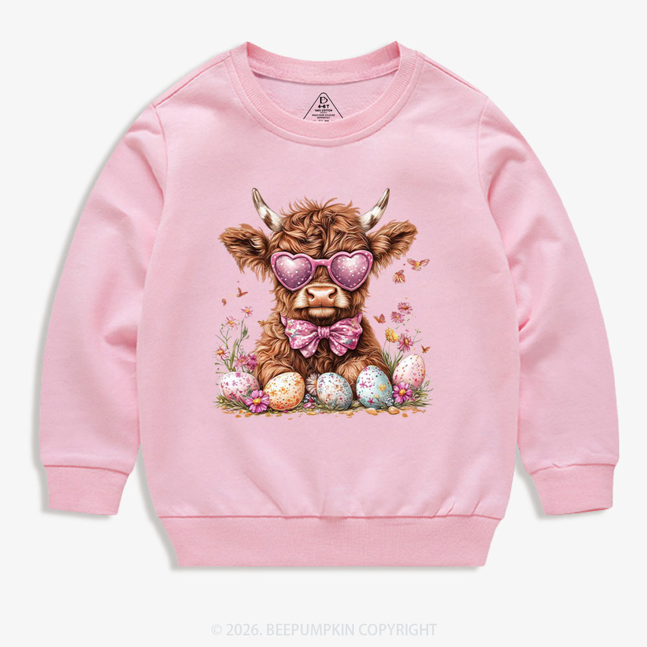 Easter Day Highland Cow Kid's Sweatshirt