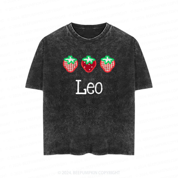 Strawberry Picking Toddler&Kids Washed Tees         