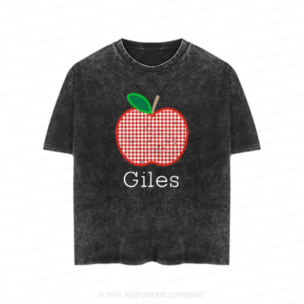 Personalized Apple Toddler&Kids Washed Tees         
