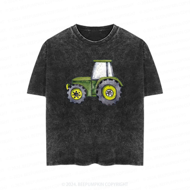 Cute Tractor Lover Toddler&Kids Washed Tees          