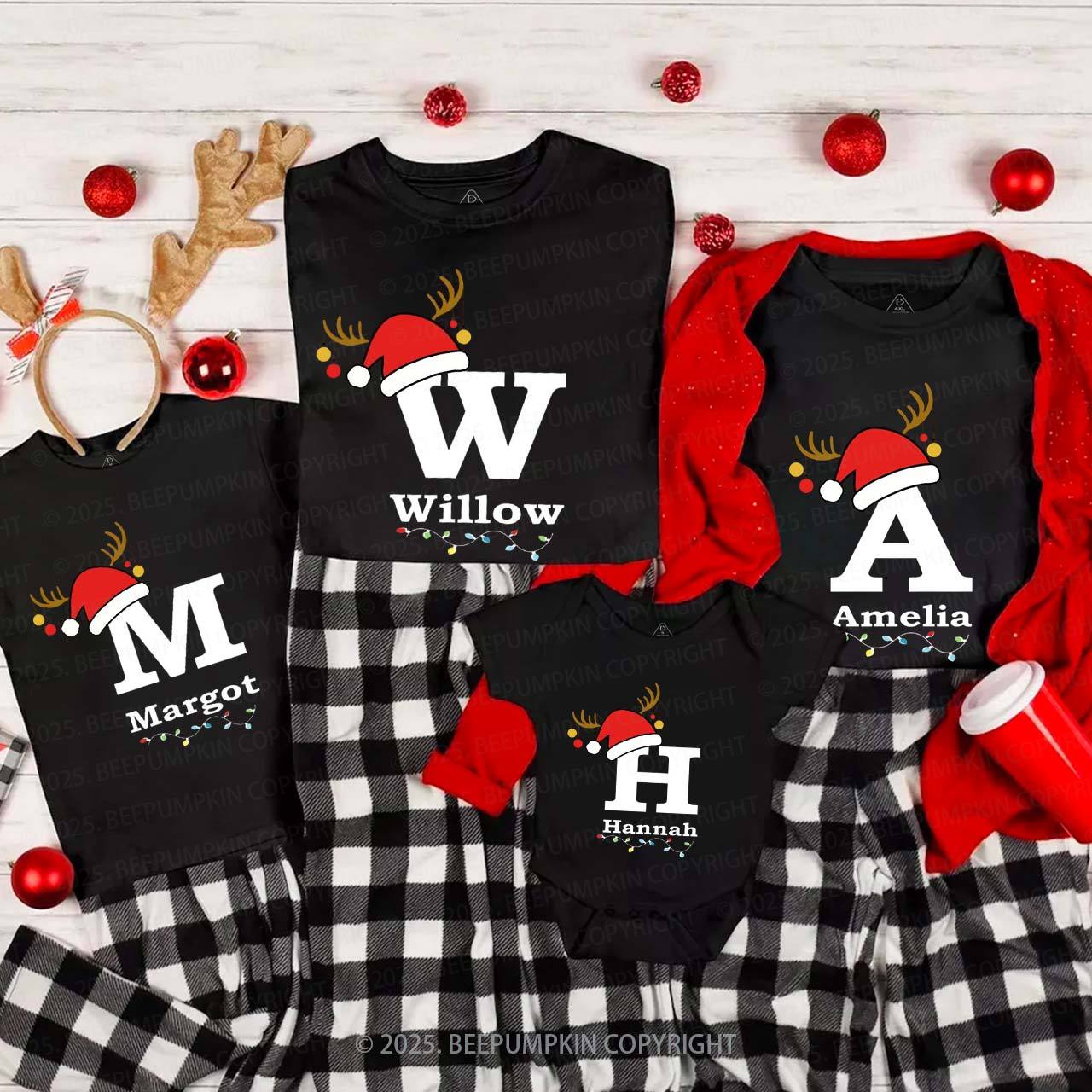 Personalized Christmas Alphabet Family Matching T-Shirts Beepumpkin