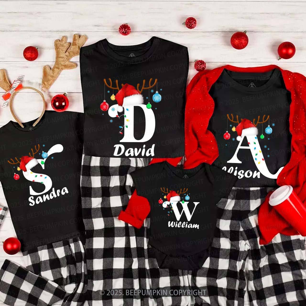 Personalized Merry Christmas Bells Name Family Matching T-Shirts Beepumpkin