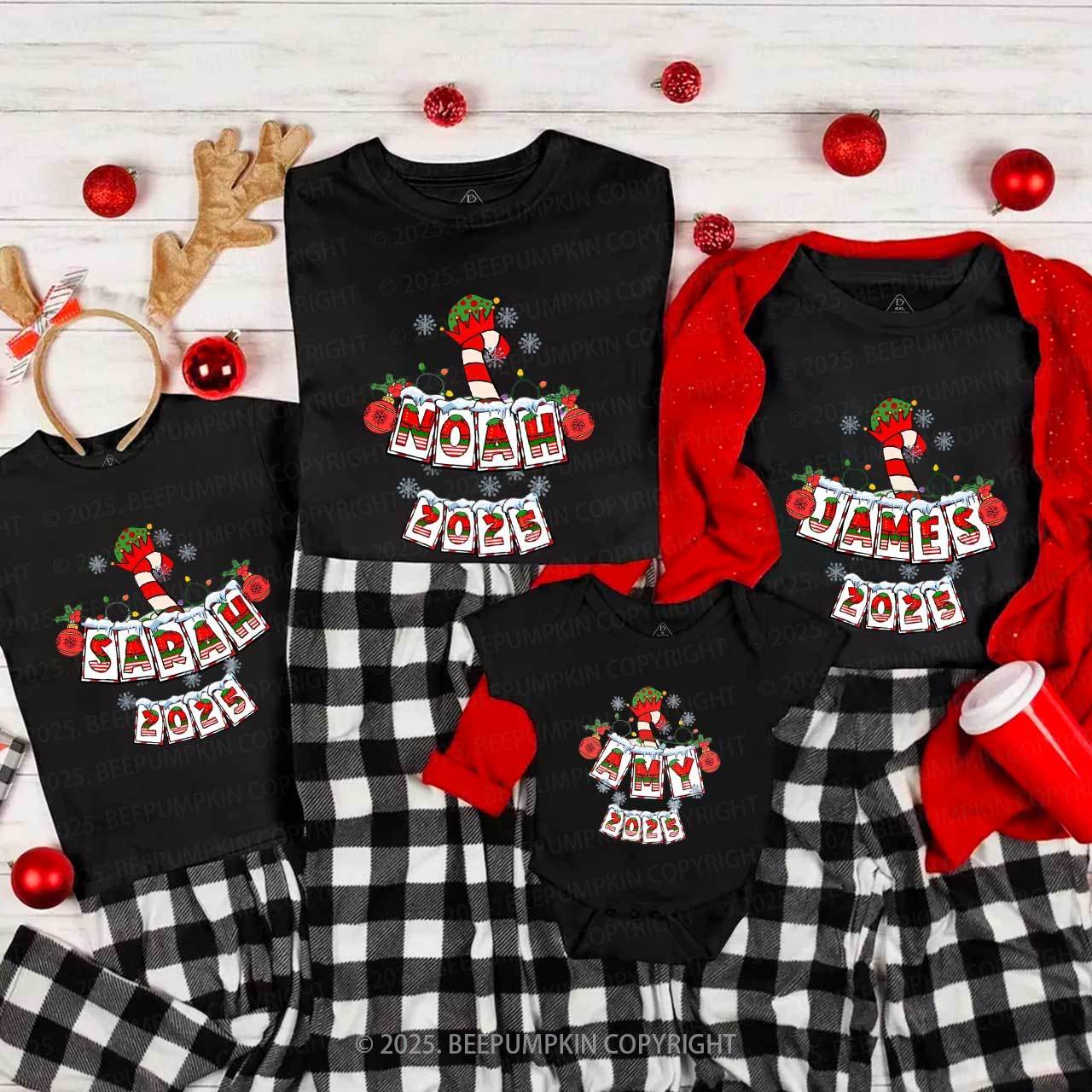 Personalized Christmas Candy Cane Family Matching T-Shirts Beepumpkin