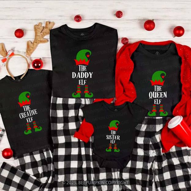Personalized Christmas The Elf Family Matching T-Shirts Beepumpkin