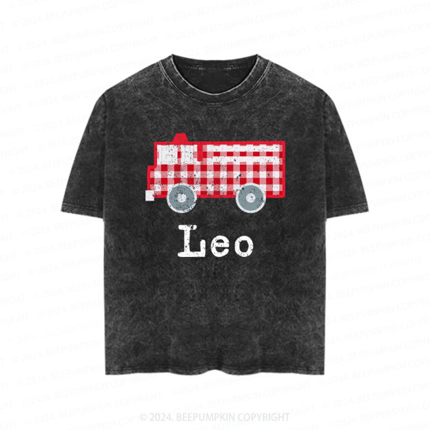 Personalized Fire Truck Toddler&Kids Washed Tees         
